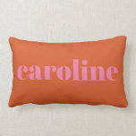 Modern Typography Personalised Name | Pink Orange  Lumbar Cushion<br><div class="desc">Modern Typography Personalised Name | Pink Orange Throw Pillow</div>