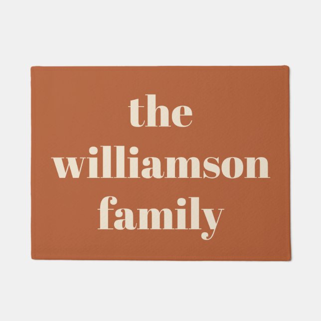 Modern Typography Personalised Name | Rust  Doormat (Front)