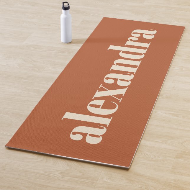 Modern Typography Personalised Name | Rust  Yoga Mat (In Situ)