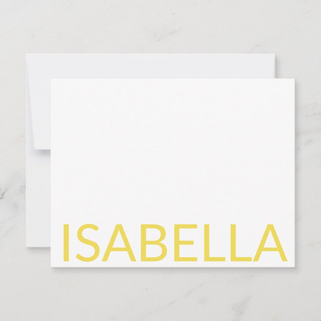 Modern Typography Personalised Yellow Name  Card (Front)