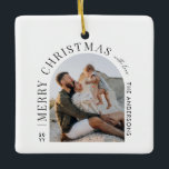 Modern typography photo arch Christmas Ceramic Ornament<br><div class="desc">Modern minimal graphic abstract shape photo Christmas holiday design. Bold on trend design. Part of a holiday collection.</div>