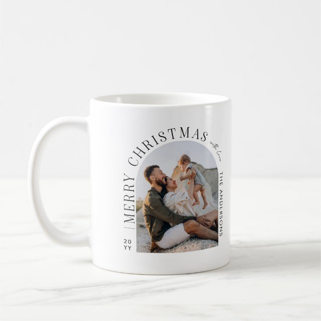 Modern typography photo arch Christmas Coffee Mug (Left)