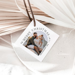 Modern typography photo arch Christmas Favour Tags