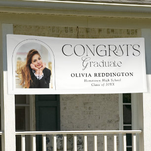 Modern Typography Photo Arch Graduation Party Banner