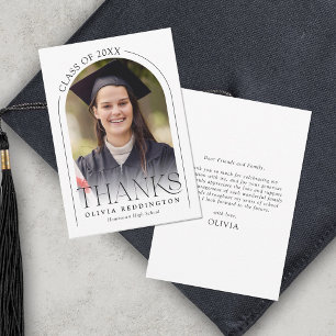 Modern Typography Photo Arch Graduation  Thank You Card