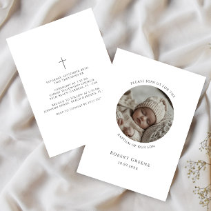 Modern Typography Photo Baptism Invitation