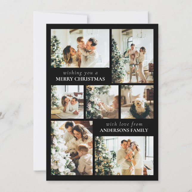 Modern Typography Photo Collage Christmas Card (Front)