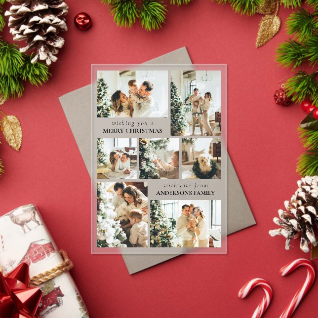Modern Typography Photo Collage Christmas Card Acrylic Invitations (Insitu (Holiday))
