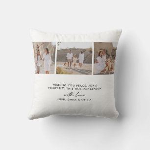 Modern typography photo collage Christmas Cushion