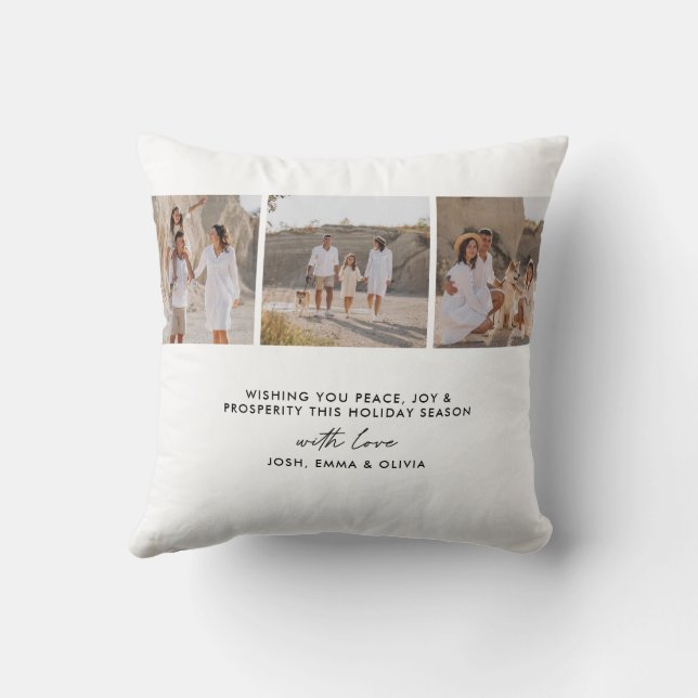 Modern typography photo collage Christmas Cushion (Back)