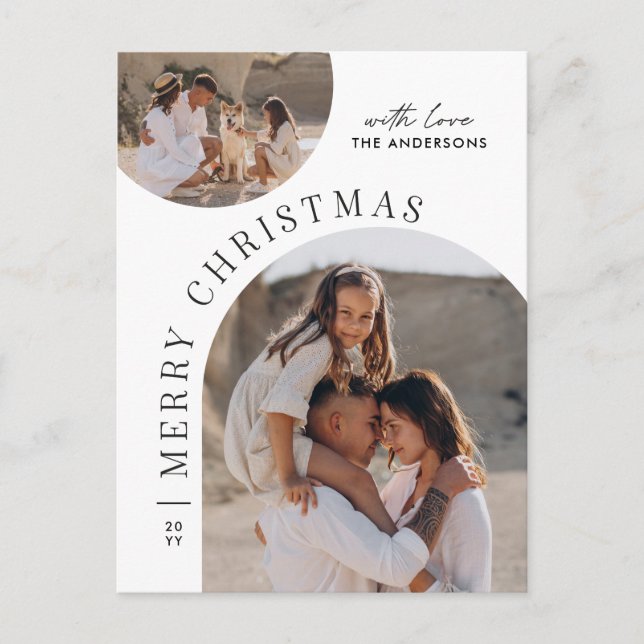Modern typography photo collage Christmas Holiday Postcard (Front)