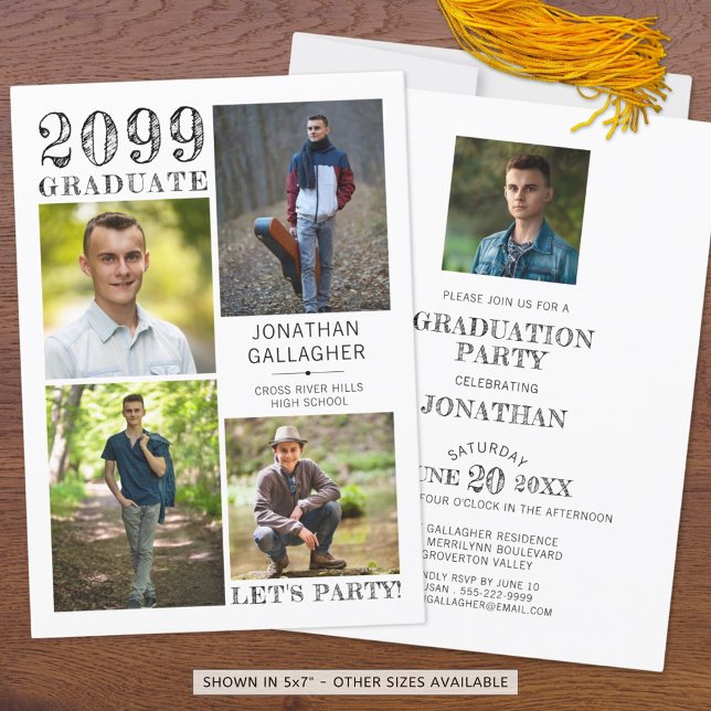 Modern Typography Photo Collage Graduation Invitation (Creator Uploaded)