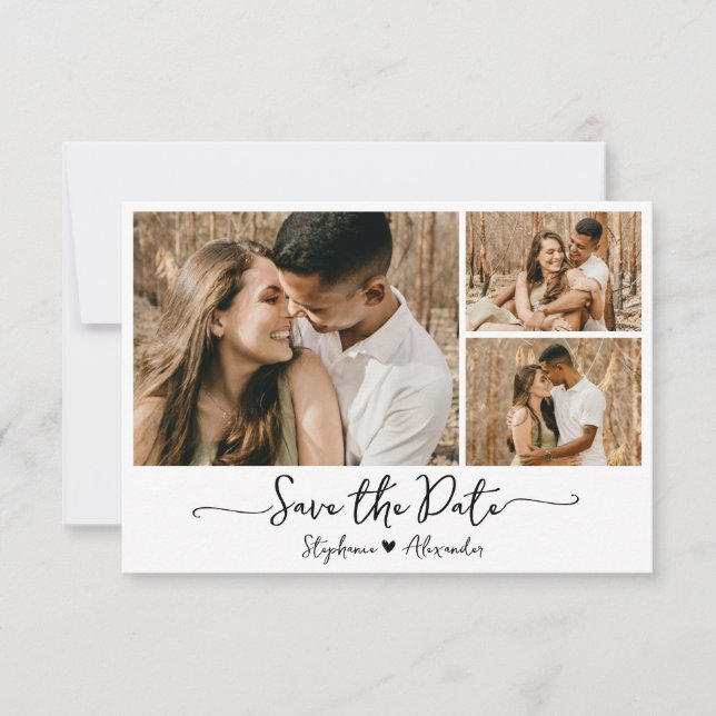 Modern Typography Photo Collage Wedding            Save The Date (Front)