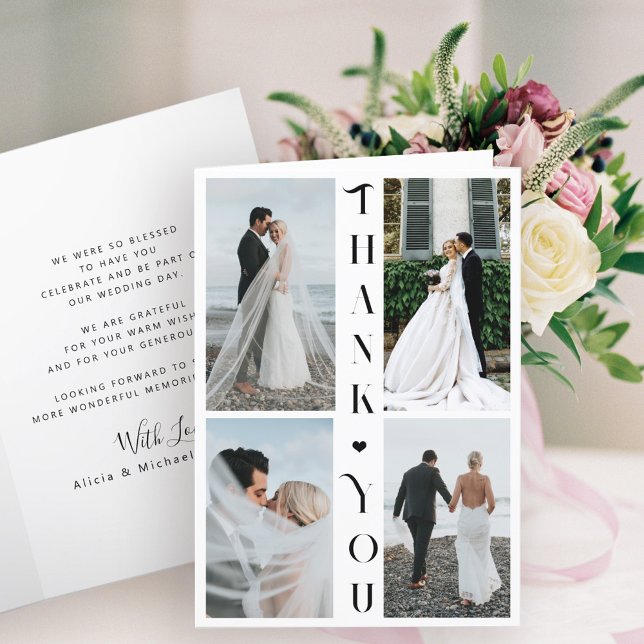 Modern typography photo collage wedding thank you (Creator Uploaded)
