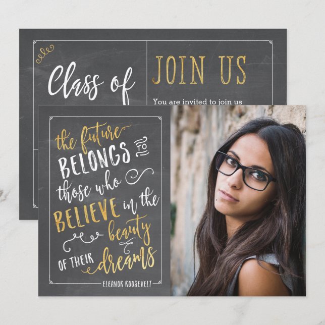 Modern Typography Photo Graduation Announcements (Front/Back)