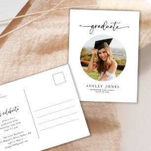 Modern Typography Photo Graduation Invitation Postcard
