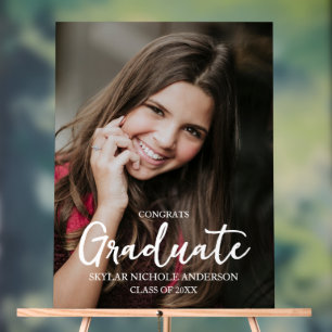 Modern Typography Photo Graduation Party  Acrylic Sign