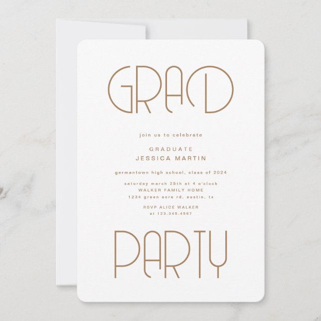 Modern Typography Photo Graduation Party Invite (Front)