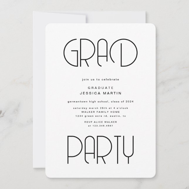 Modern Typography Photo Graduation Party Invite (Front)