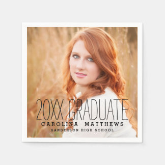 Modern Typography Photo Graduation Party Napkin