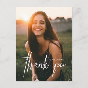 Modern Typography Photo Graduation Thank You Postcard