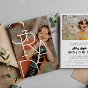 Modern Typography Photo Rose Gold Graduation Party