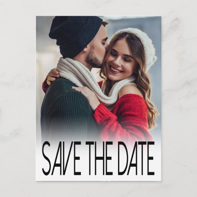 Modern Typography Photo Save the Date Announcement Postcard (Front)