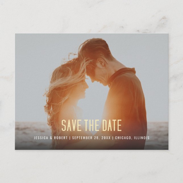 Modern Typography Photo Simple Save The Date Invitation Postcard (Front)