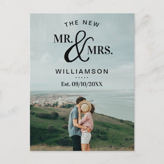 Modern Typography Photo Wedding Announcement (Front)