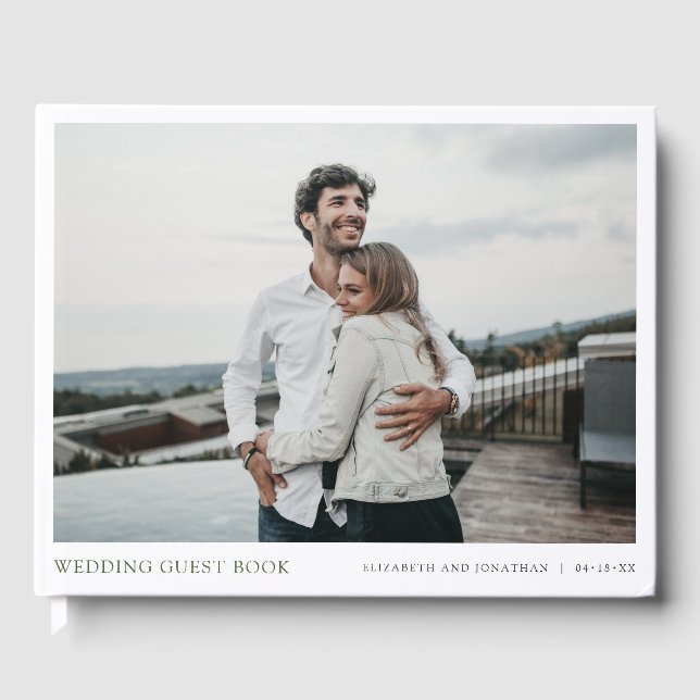 Modern Typography Photo Wedding Guest Book (Front)