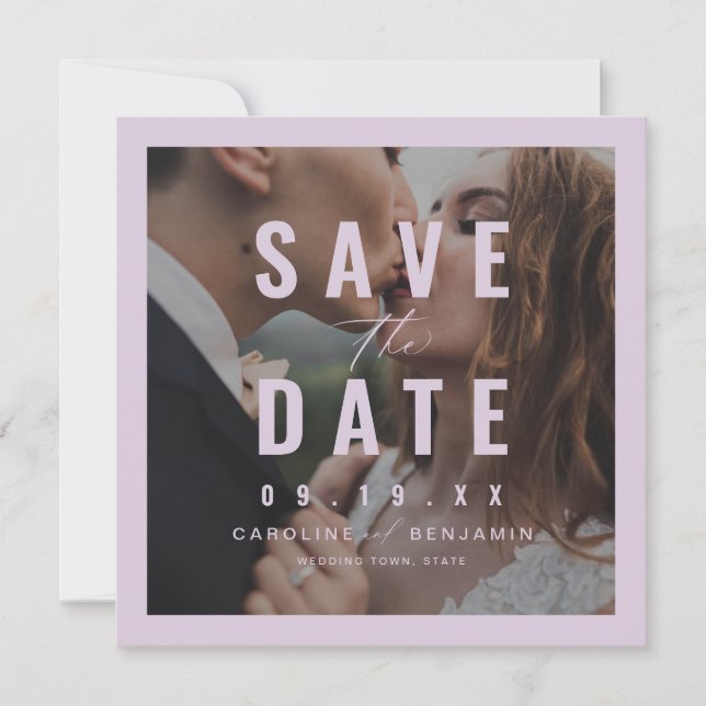 Modern typography photo wedding save the date (Front)