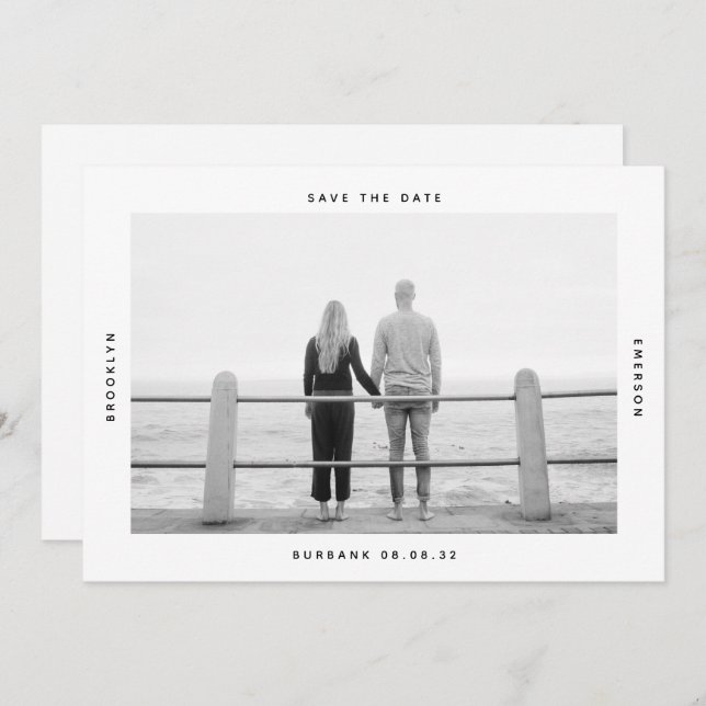 Modern Typography Photo Wedding Save The Date (Front/Back)