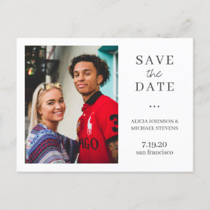 Modern typography photo wedding save the date announcement postcard