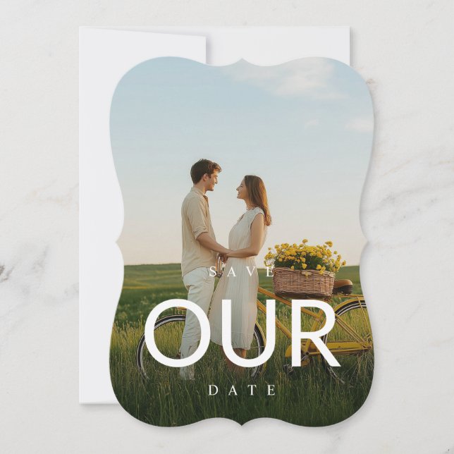Modern Typography Photo Wedding Save The Dates Invitation (Front)