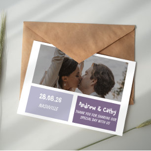 Modern Typography Photo Wedding Thank You Card