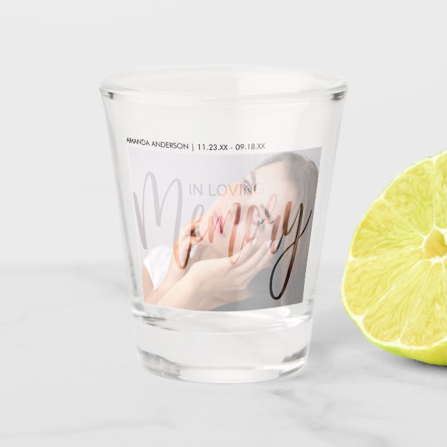 Modern Typography Photography Memorial Shot Glass (Front)