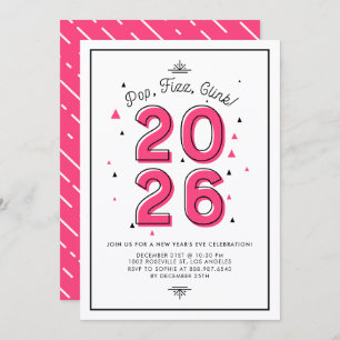 Modern Typography Pink 2022 New Year's Eve Party Invitation