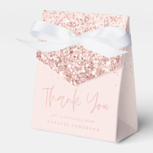 Modern typography pink girly glitter chic birthday favour box