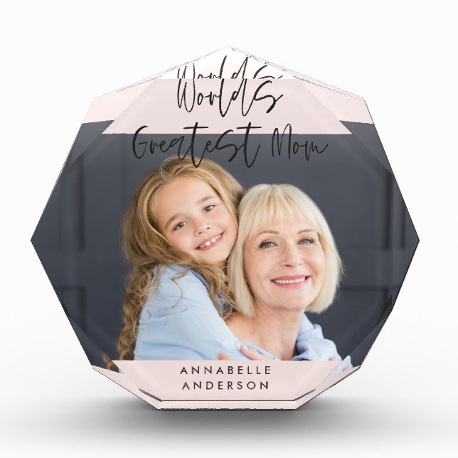 modern typography pink girly greatest mum script photo block (Front)