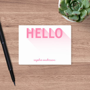 Modern Typography Pink Hello Post-it Notes