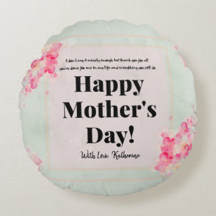 Modern Typography Pink Sage Keepsake Mothers Day Round Cushion