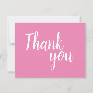 Modern Typography Pink White Thank you card