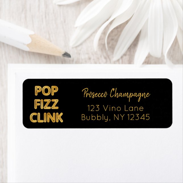 Modern Typography Pop Fizz Clink Return Address (Insitu)