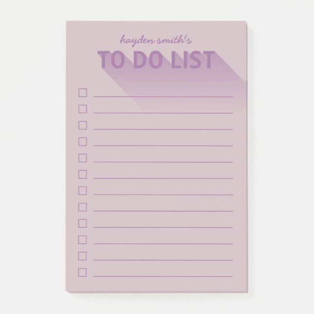 Modern Typography Purple To Do List Post-it Notes (Front)