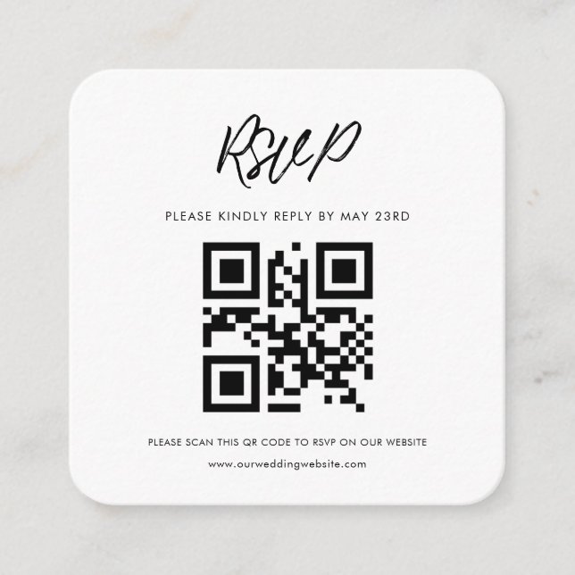 Modern typography QR code RSVP response Enclosure Card (Front)