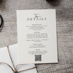 Modern Typography  Qr Code Wedding Details Enclosure Card