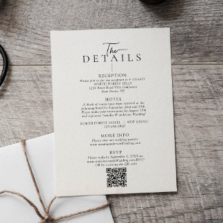 Modern Typography  Qr Code Wedding Details Enclosure Card