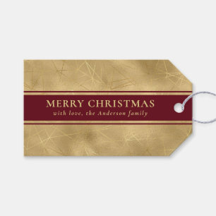 Modern Typography Red and Faux Gold Christmas Gift Tags