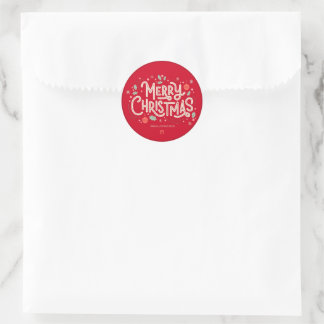 Modern Typography Red Merry Christmas  Classic Round Sticker