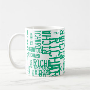 Modern Typography repeating green-blue name Coffee Mug